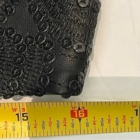 Blank NYC Vegan Leather Black Sequined Mini Skirt Size S - Picture 9 of 10